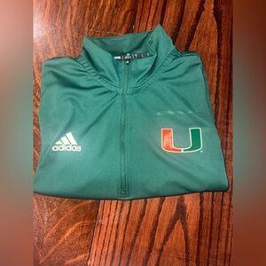 Adidas Green Miami Hurricanes Zip Pullover